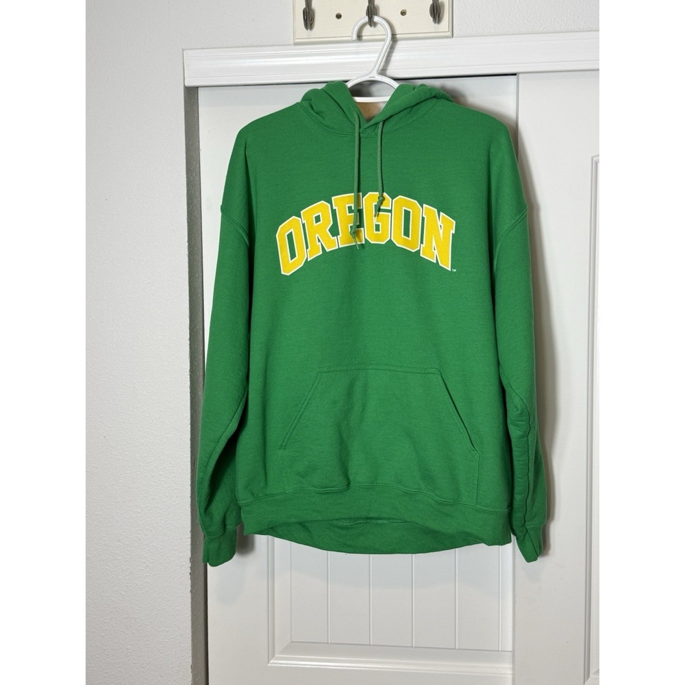 Oregon Football Hoodie Ducks University Green Large Gildan